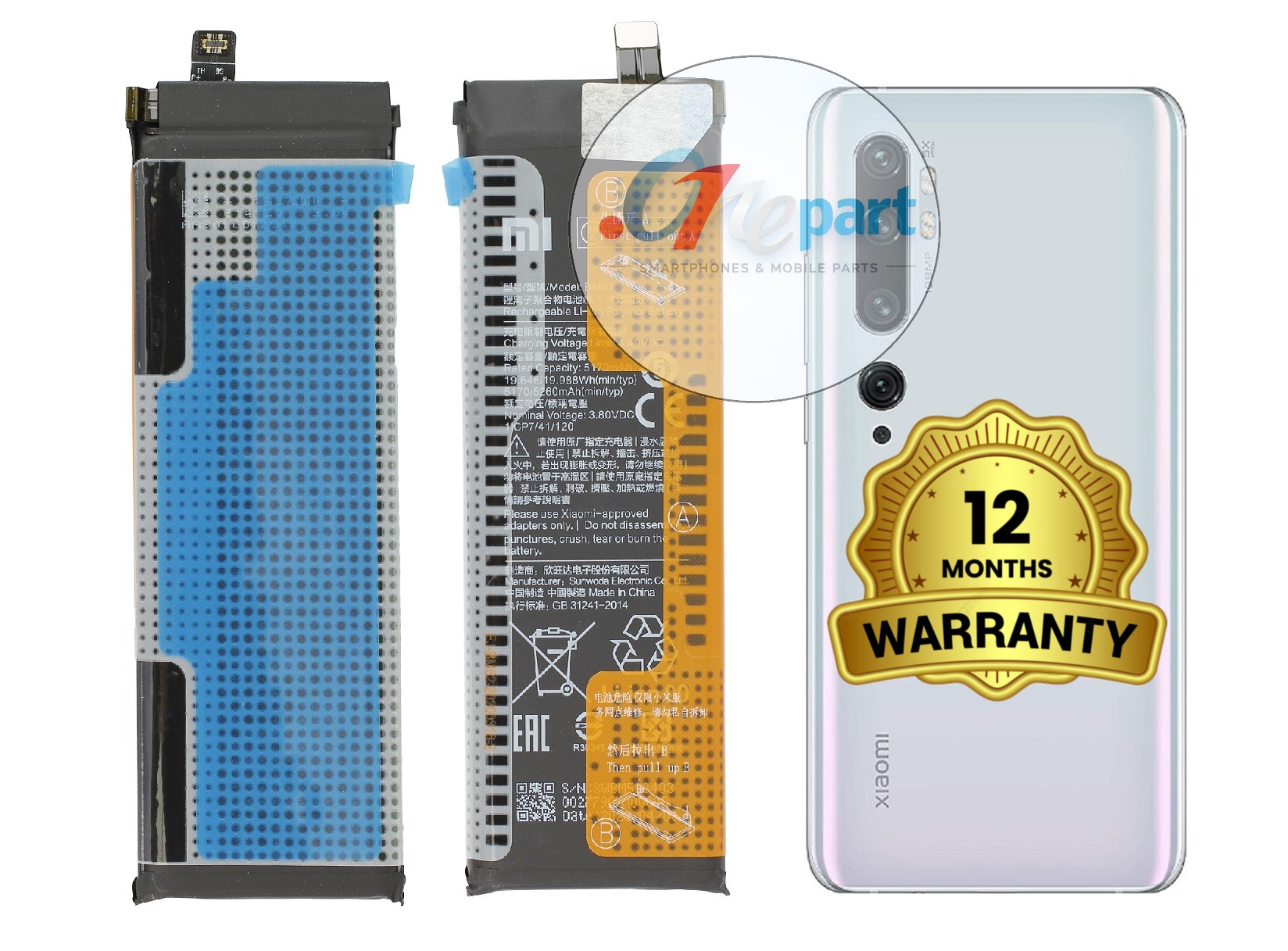 باتری شیائومی Mi Note 10 Pro مدل BM52 اورجینال گارانتی یکساله (حتی بادکردگی) ارسال سریع از دات وان پارت